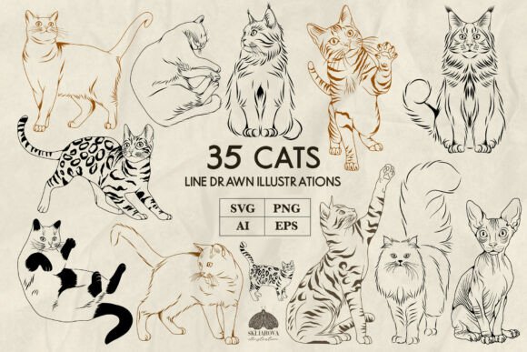 Download Cats Line Art Svg Png - Art Collection