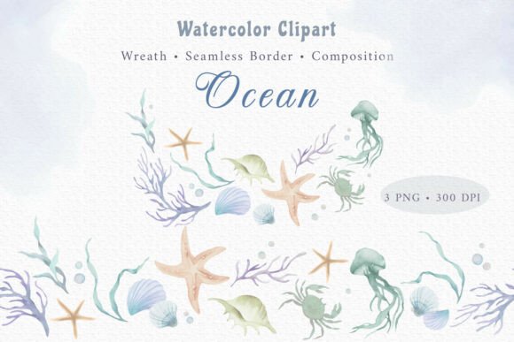 Download Hand Painted Watercolor Ocean Clipart - Art Collection