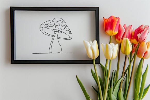 Download Cute Mushroom One Line Art Sketch Drawn - Art Collection