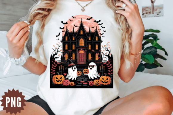 Download Cute Ghost Haunted House PNG Clipart Des - Art Collection