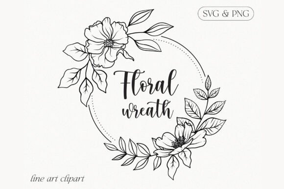 Download Floral Line Art Flower Wreath Clipart - Art Collection