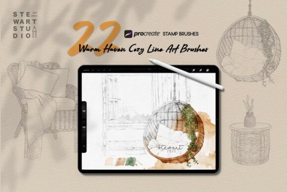 Download Warm Haven Cozy Line Art Brushes - Art Collection