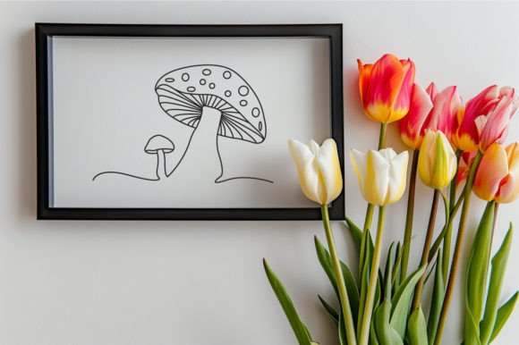 Download Cute Mushroom One Line Art Sketch Vector - Art Collection