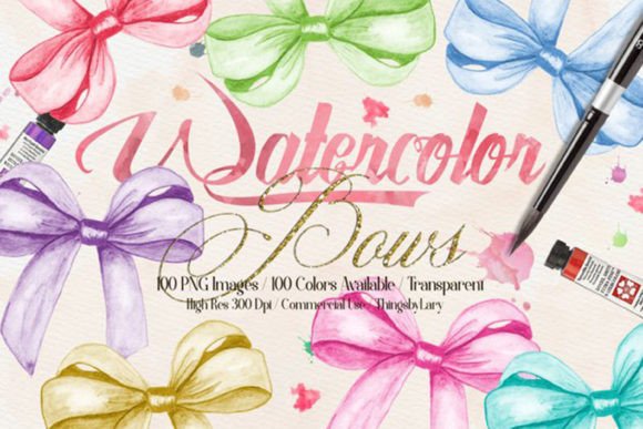 Download Hand Painted Watercolor Bows Clipart - Art Collection