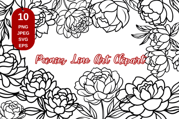 Download Peony Line Art, Flower Line Art Clipart - Art Collection