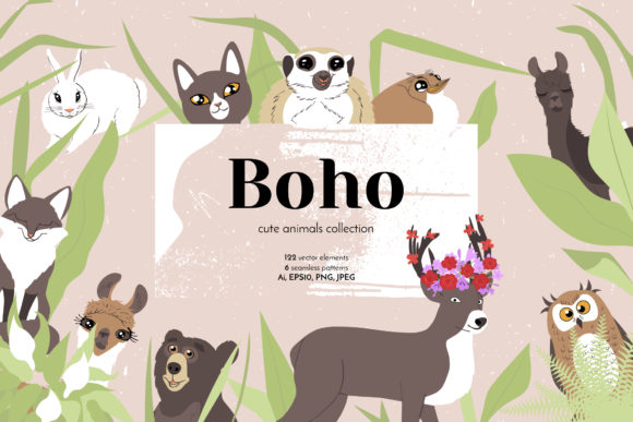Download Boho Cute Animals - Line Art - Art Collection