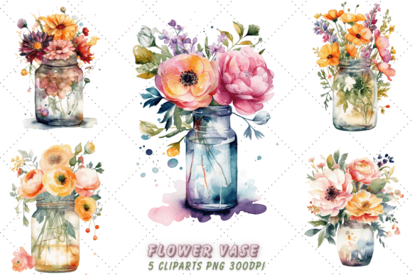 Download Watercolor Flower Vase Clipart - Art Collection