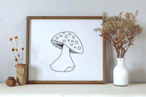 Download Cute Mushroom One Line Art Sketch Vector - Art Collection