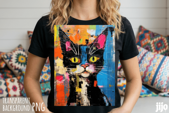 Download Cat Abstract Colorful Art PNG - Art Collection
