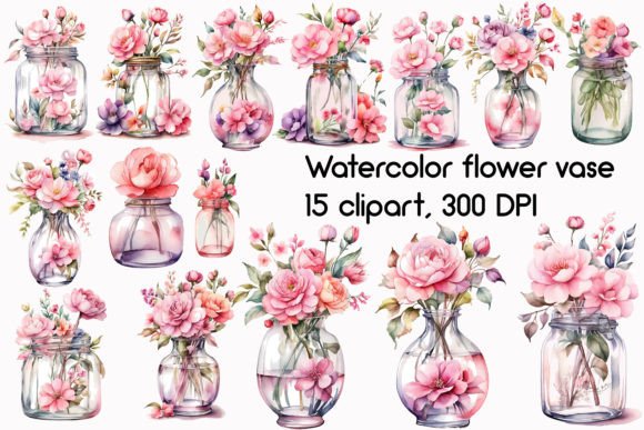 Download Watercolor Flower Vase Clipart Bundle - Art Collection