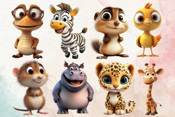 Download Funny Cartoon 3D Animals Clipart - Art Collection