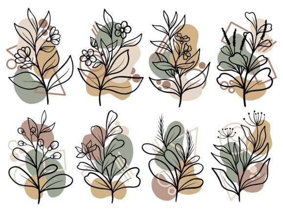 Download Botanical Line Art Flower and Leaves - Art Collection