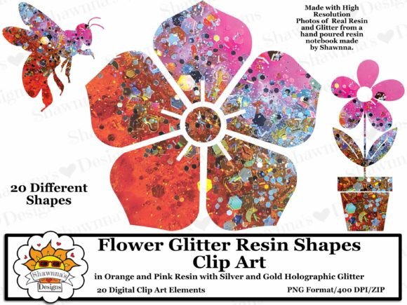 Download Orange and Pink Flower Shapes Clipart - Art Collection