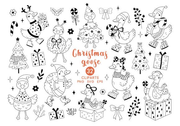 Download Silly Christmas Goose Clipart SVG PNG - Art Collection