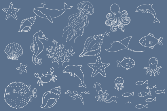 Download Ocean Sea Life Animals Doodle Clipart - Art Collection