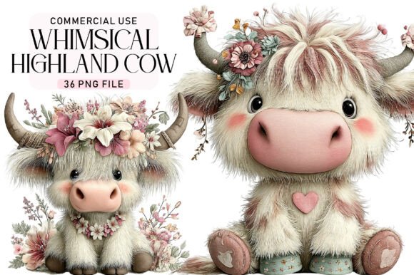Download Summer Whimsical Highland Cow Clipart - Art Collection
