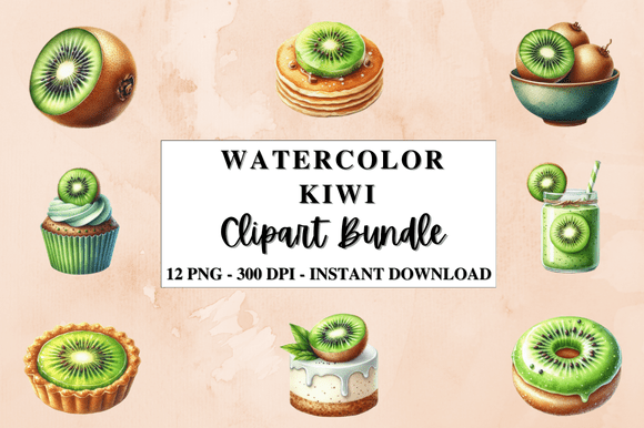 Download Watercolor Kiwi Fruit Clipart Bundle - Art Collection