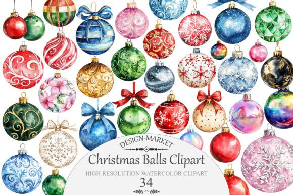 Download Watercolor Christmas Balls Clipart - Art Collection