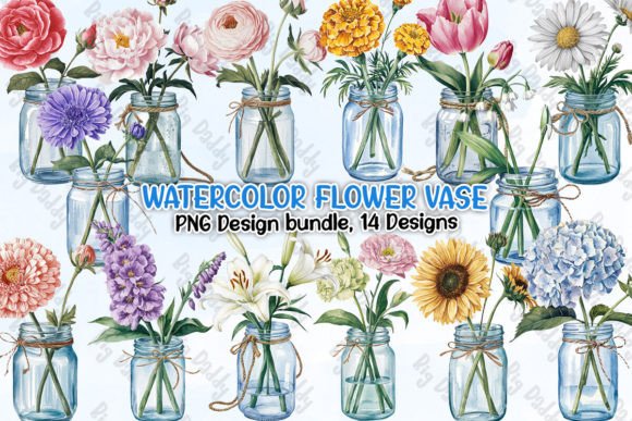 Download Watercolor Flower Vase Clipart PNG - Art Collection