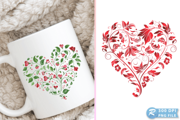 Download Valentine Floral Heart Illustration PNG - Heart illustration Collection