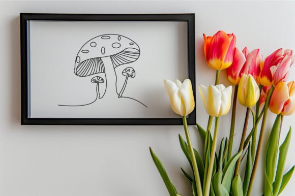 Download Mushroom One Line Art Vector Drawing - Art Collection