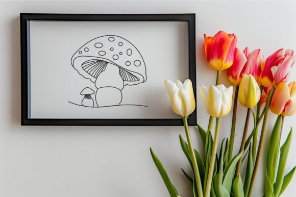 Download Cute Mushroom One Line Art Sketch Vector - Art Collection