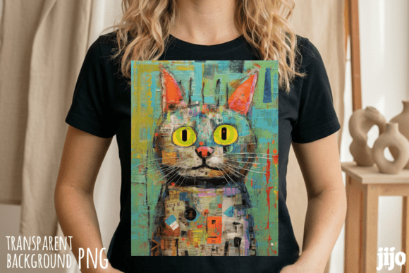 Download Cat Abstract Colorful Art PNG - Art Collection