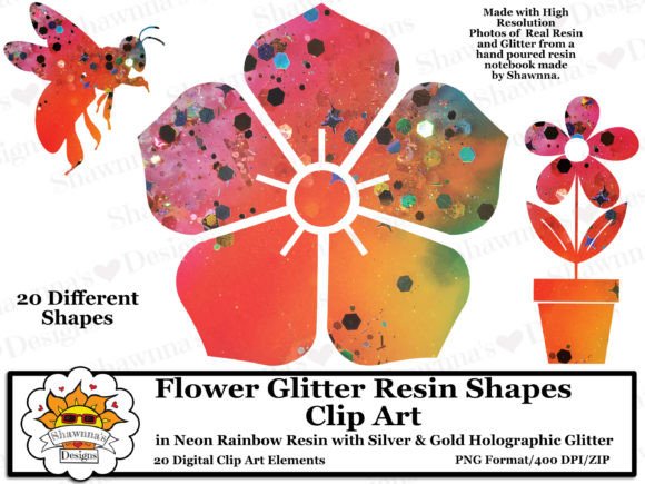 Download Neon Rainbow Resin Flower Shapes Clipart - Art Collection