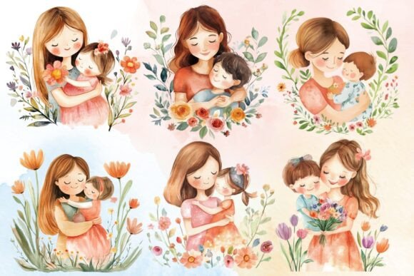Download Cute Watercolor Mother's Day Clipart - Art Collection