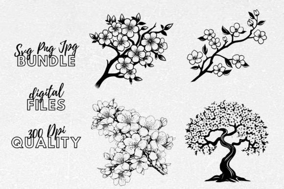 Download Cherry Blossom SVG - Tree Branch Clipart - Art Collection