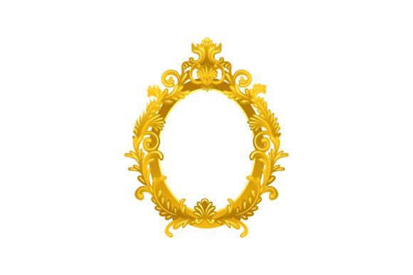 Download Oval Gold Mirror Frame Cartoon Illustrat - Art Collection