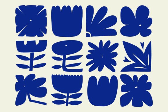 Download Bold Abstract Flower Shapes Clipart Set - Art Collection