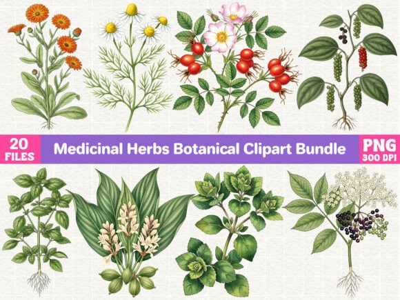 Download Medicinal Herbs Botanical Clipart Bundle - Art Collection