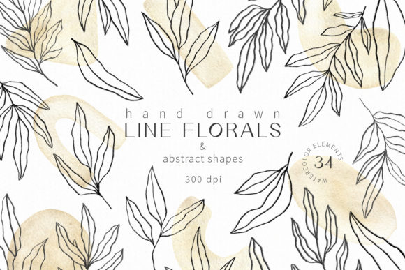 Download Line Florals and Abstract Shapes Clipart - Art Collection