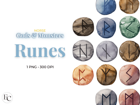 Download Rune Stones Watercolor Pagan Clipart - Art Collection
