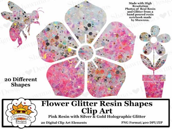 Download Pink Gold Glitter Resin Flowers Clipart - Art Collection