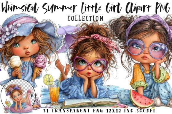Download Whimsical Summer Little Girl Clipart PNG - Art Collection