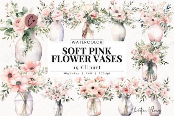 Download Watercolor Soft Pink Flower Vase Clipart - Art Collection